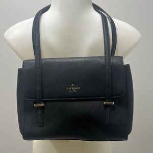 Kate Spade front flap hand bag/ shoulder bag. Black leather. Great condition!